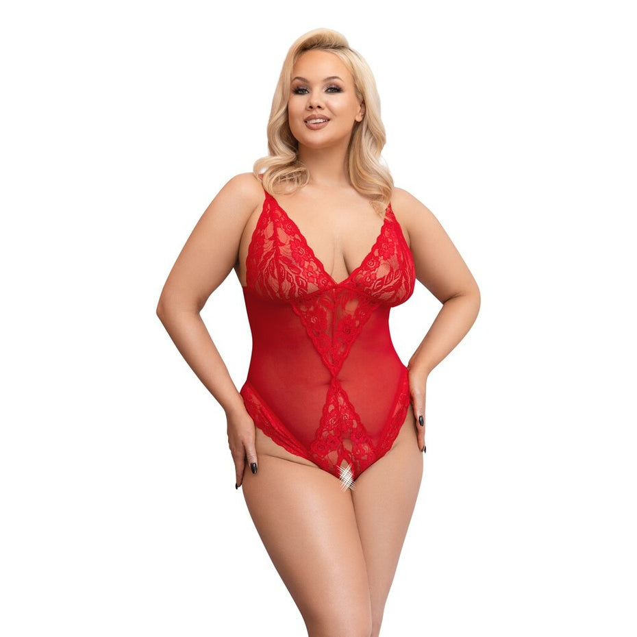 Red Crotchless Body from Cottelli Curves.