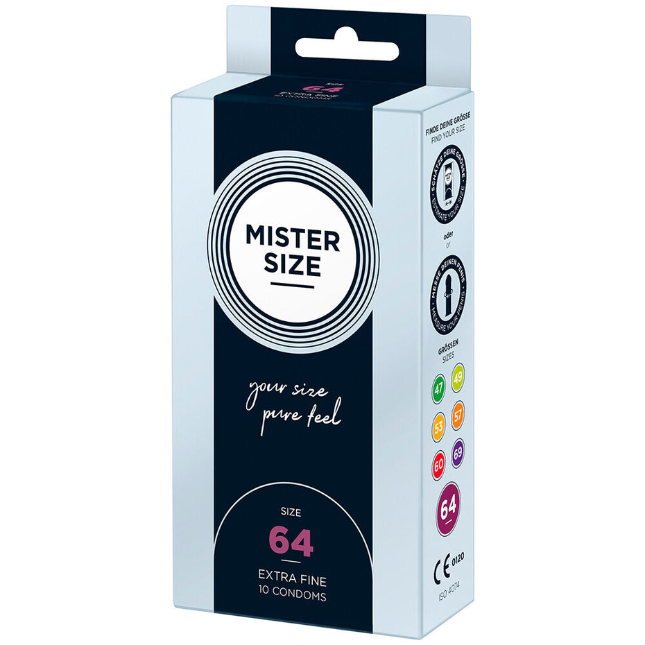 10-Pack Mister Size 64mm Condoms for Pure Sensation