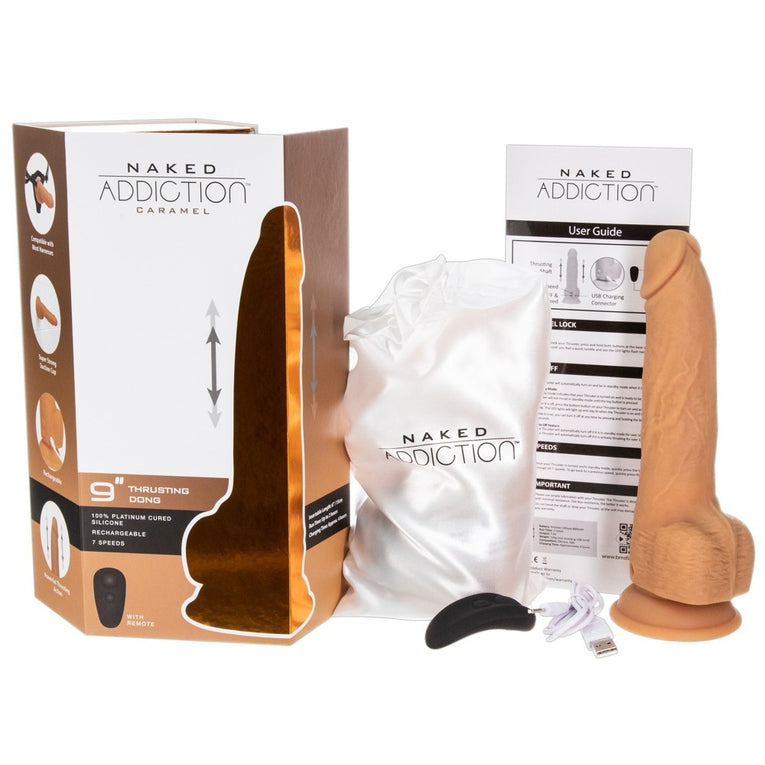 Caramel 9 Inch Thrusting Dildo - Naked Attraction