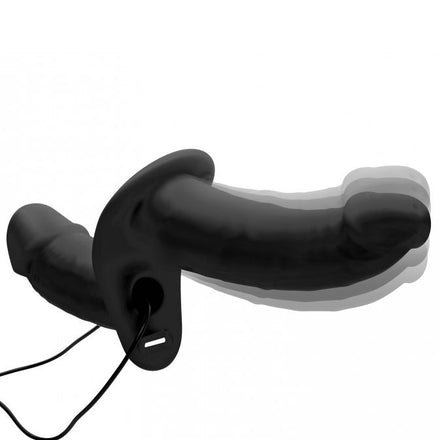 Silicone Vibrating Double Dildo and Harness Combo - Power Pegger