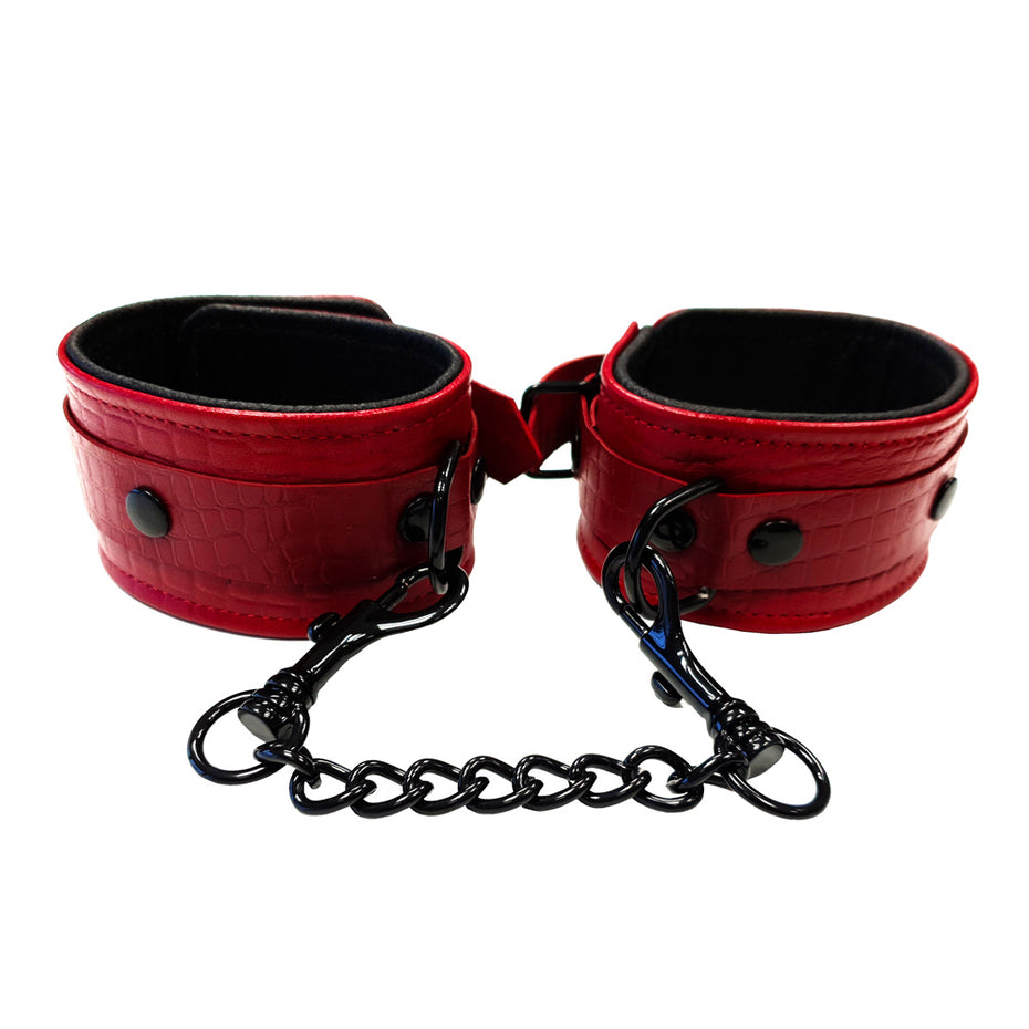 Croc Print Leather Ankle Cuffs by Rouge Garments