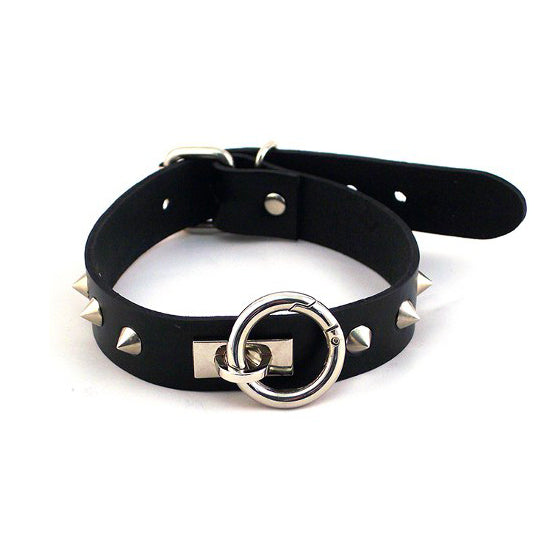 Black Studded Collar with ORing by Rouge Garments.