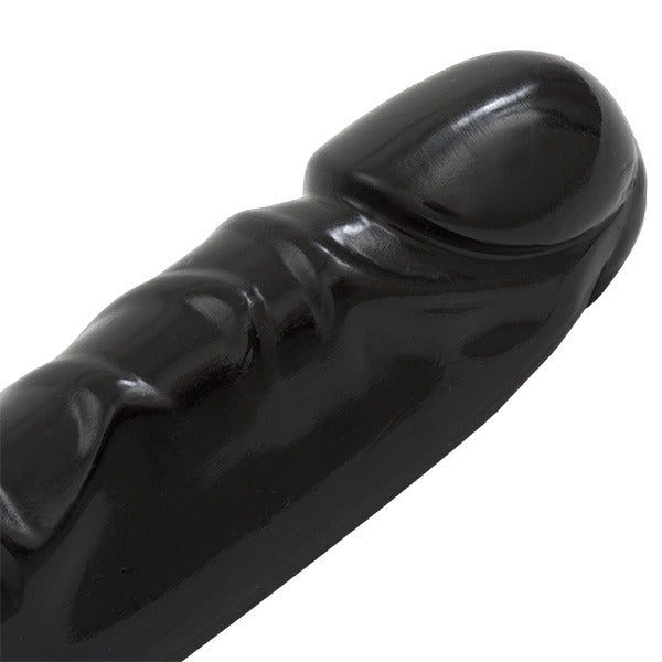 Black Jr Double Header 12 Dildo with Veined Texture and Flexible Design
