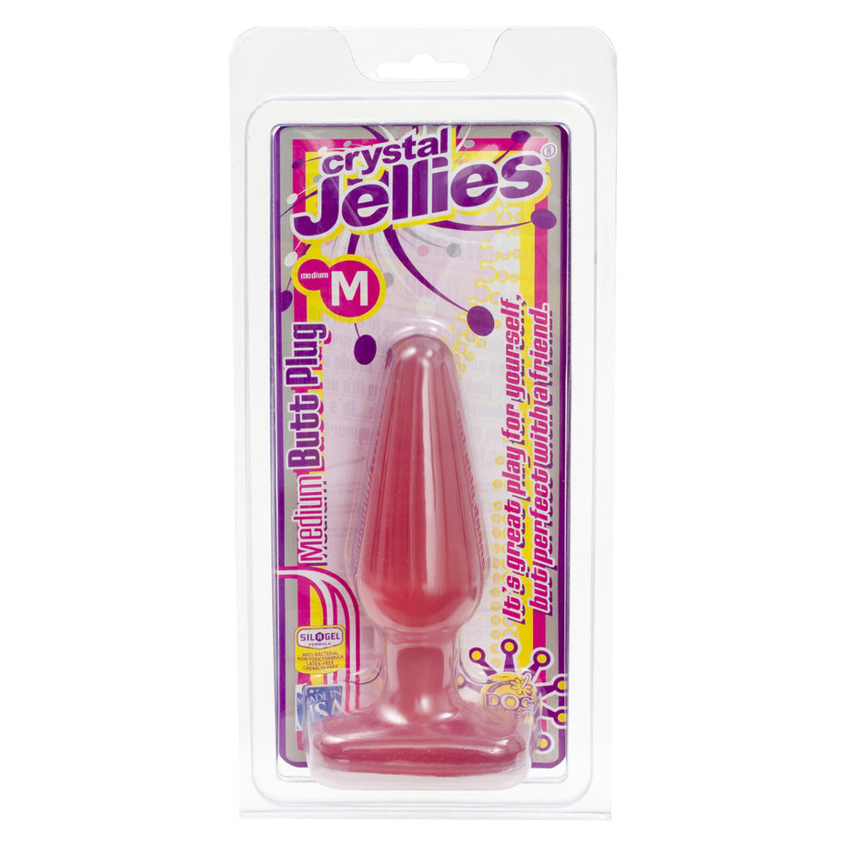 Pink Medium Crystal Jelly Butt Plug