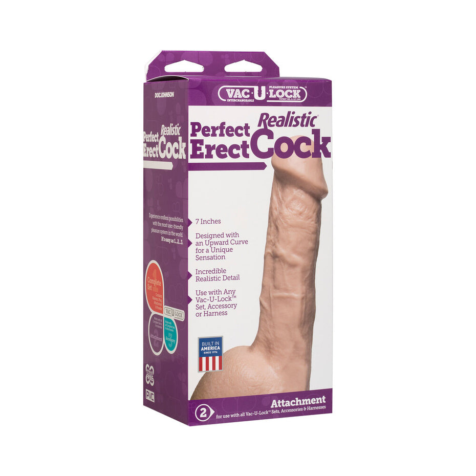 7 Flesh Pink Perfect Erect Cock Attachment for VacULock