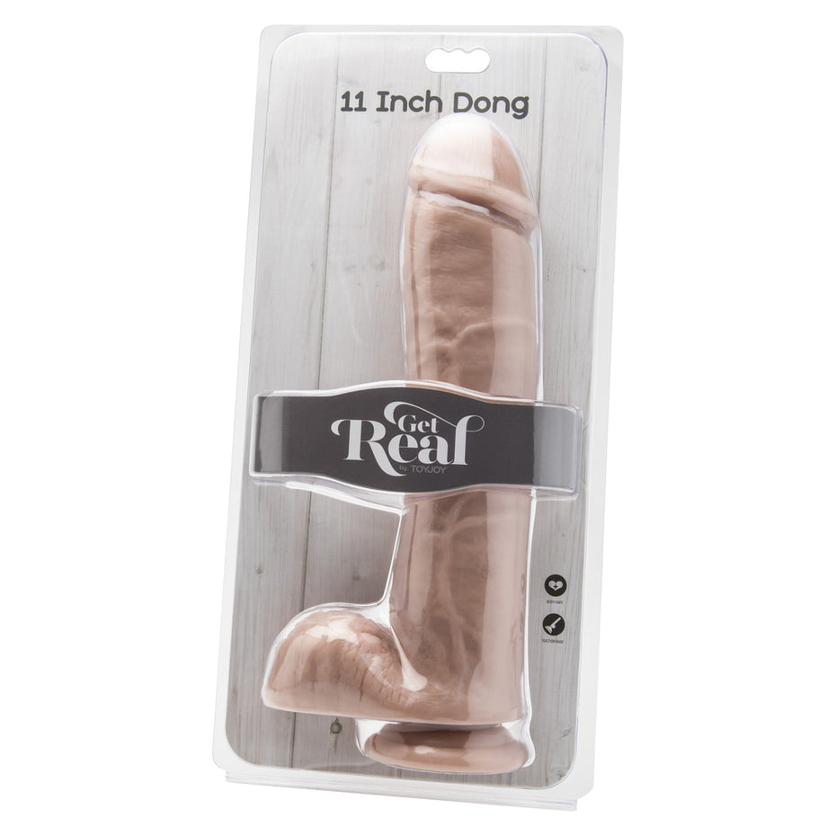 ToyJoy Realistic 11 Dong w/ Balls in Flesh Pink.