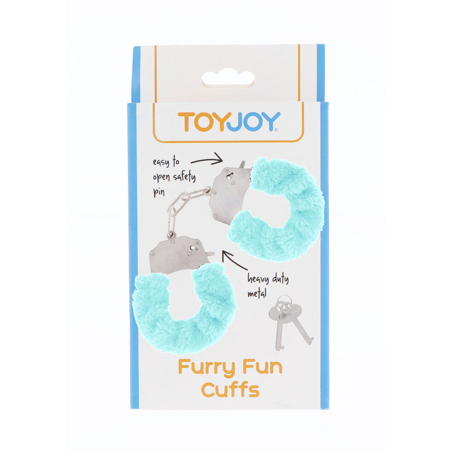 Aqua Furry Fun Wrist Cuffs by ToyJoy.