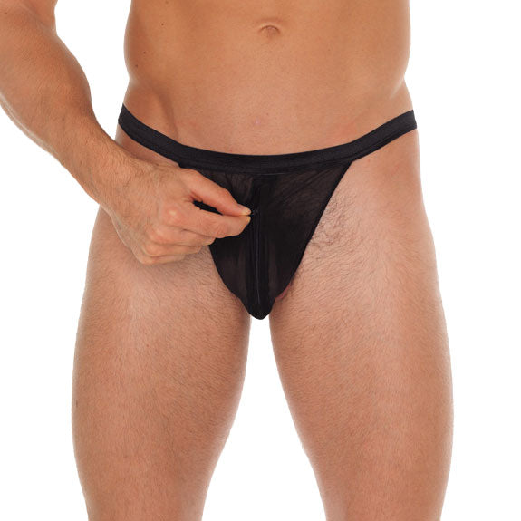 Black Men's G-String with Pouch