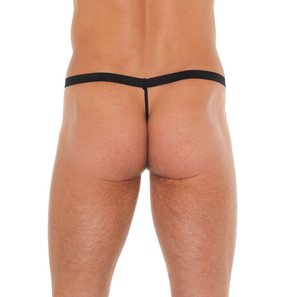 Black Men's G-String with Rat Animal Pouch.