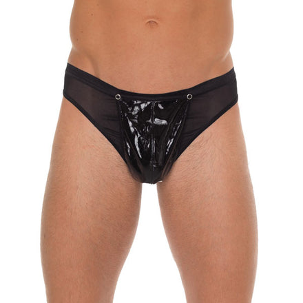 Black Men's G-String with PVC Pouch.