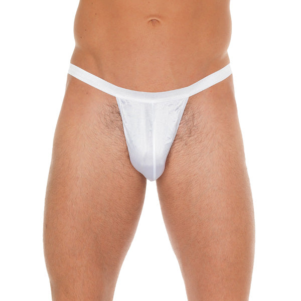 Men's White G-String with Mini Pouch.