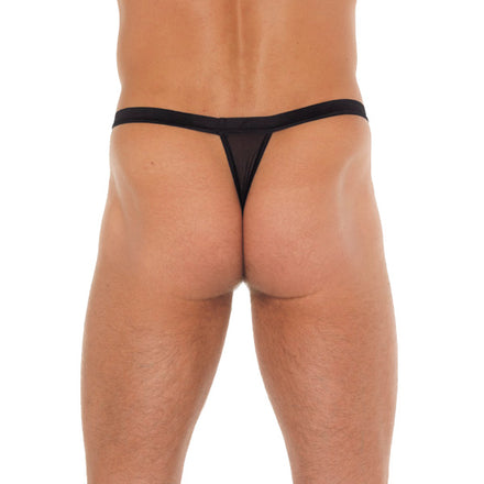 Black and White Men's G-String with Pouch.