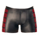 Black and Red Matte Finish Pants by NEK.