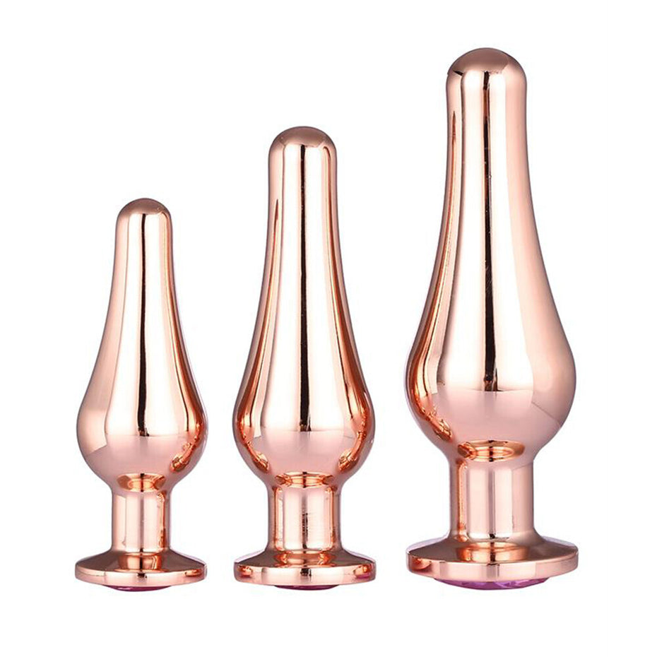Rose Gold Butt Plug Set for a Shiny Rear Experience.
