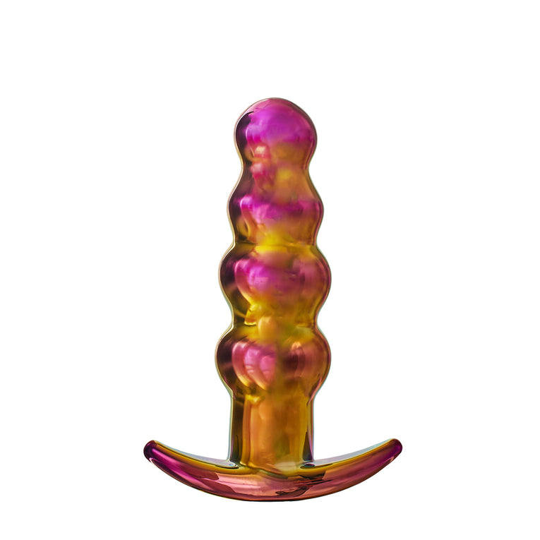 Remote-Controlled Beaded Glass Butt Plug with Glamorous Design.