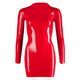 Red Long Sleeve Latex Mini Dress with Zipper