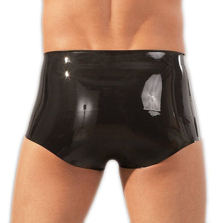 Black Latex Boxers with Built-In Penis Sleeve