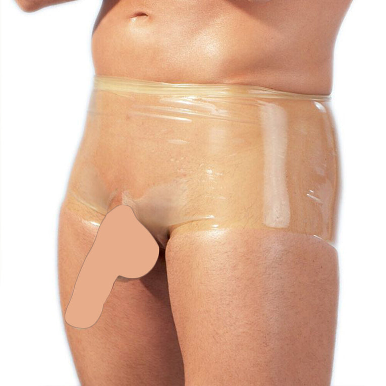 Clear Latex Boxers with Built-in Penis Sleeve.