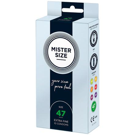 10 Pack Mister Size Pure Feel Condoms - Size 47mm.