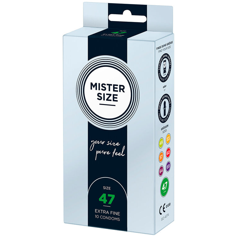 10 Pack Mister Size Pure Feel Condoms - Size 47mm.