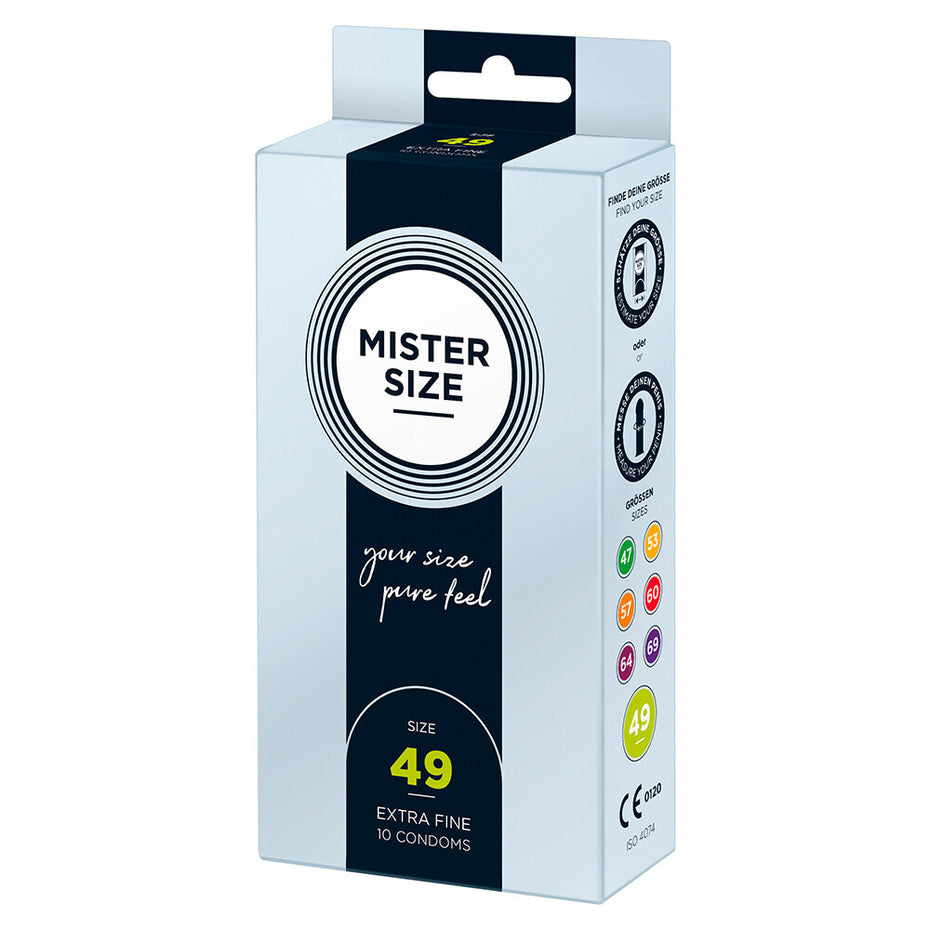 10-Pack Mister Size Pure Feel Condoms (49mm) for Your Comfort.