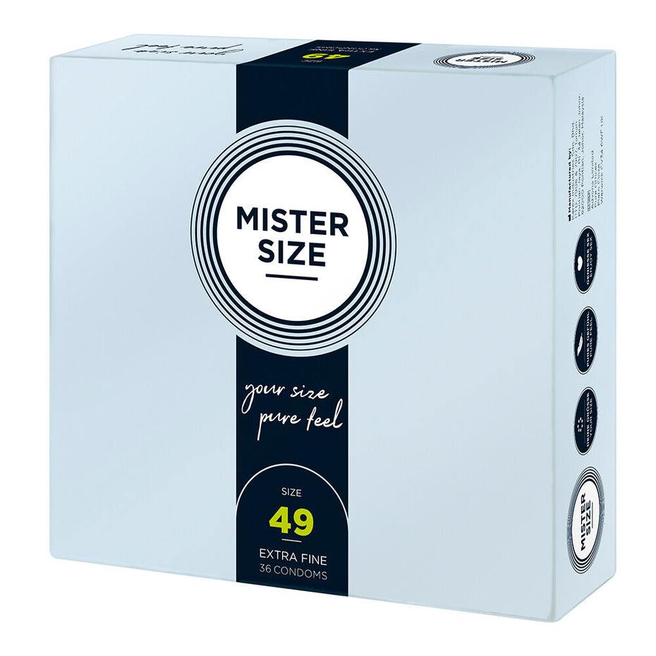 36 Pack Mister Size 49mm Pure Feel Condoms for Your Perfect Fit