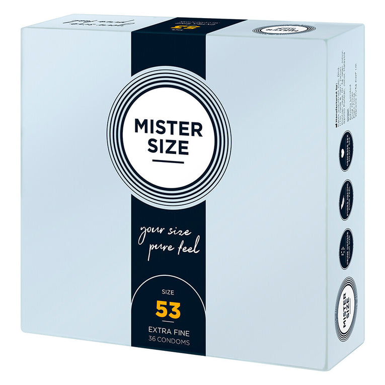 36 Pack of Mister Size 53mm Condoms for Pure Sensation