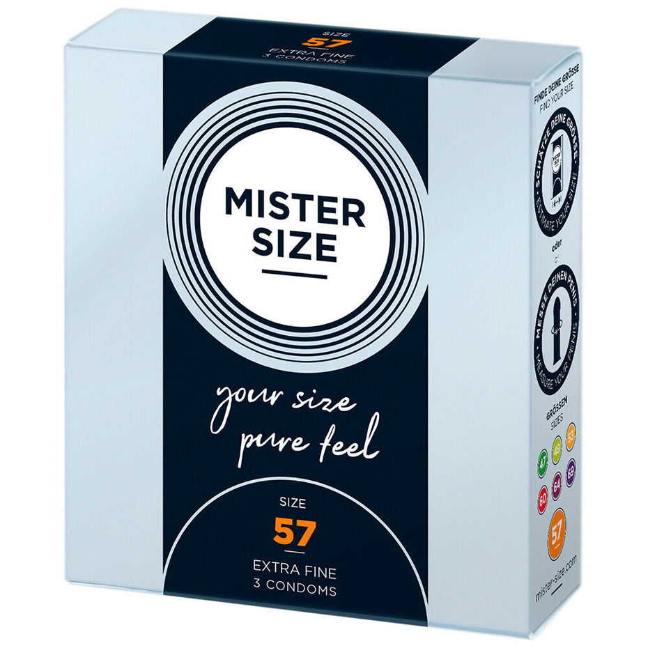 Three Pack of Mister Size 57mm Pure Feel Condoms to Fit You Better