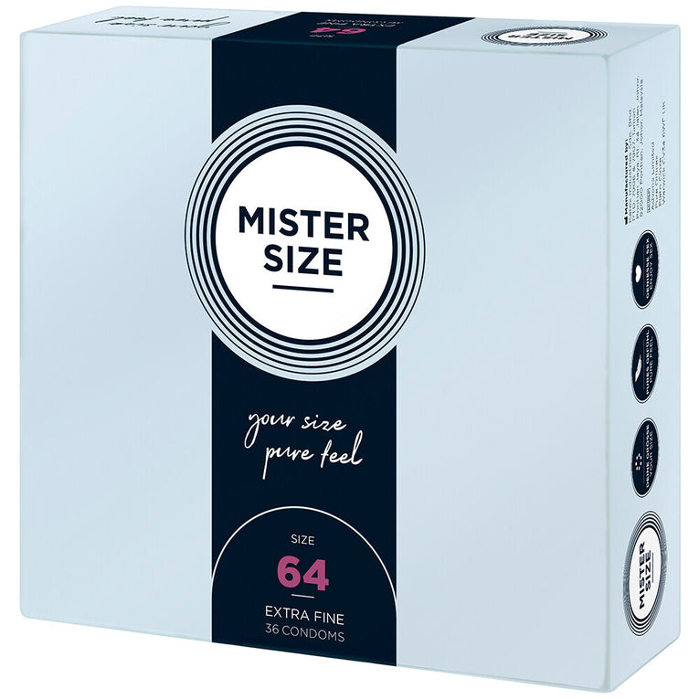 36 Pack Mister Size 64mm Your Size Condoms for a Pure Feel