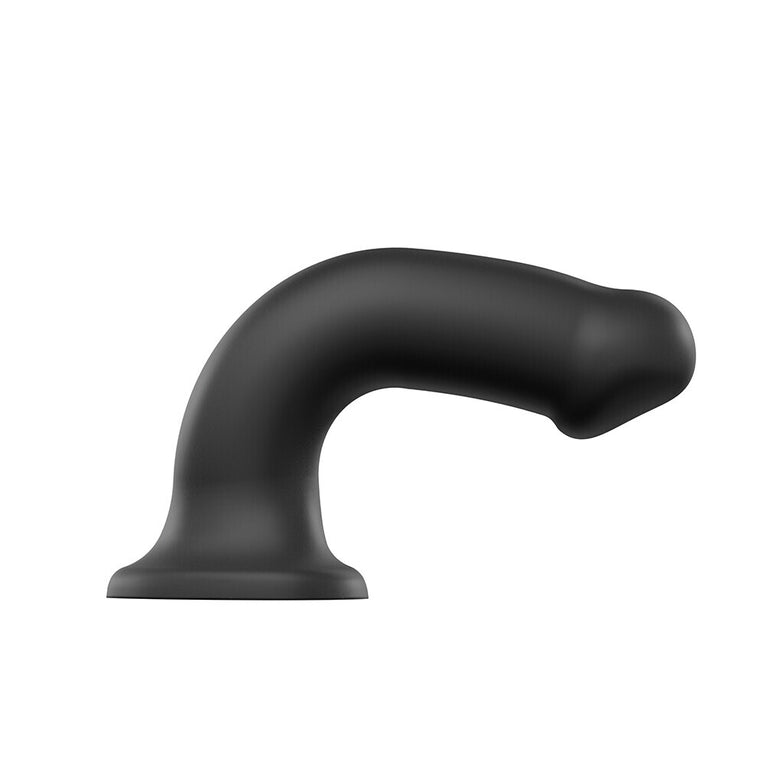 Black bendable medium dildo with dual density silicone by Strap On Me.