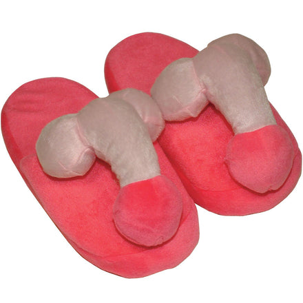 Slippers with Pink Phallus Embellishment