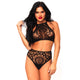 High Waist Lace String with Matching Top by Leg Avenue.