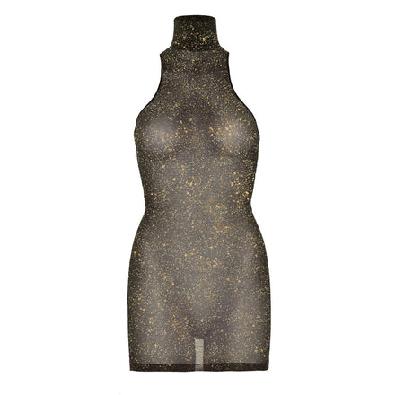 Gold Lurex Mini Dress by Leg Avenue - UK Sizes 8 to 14.