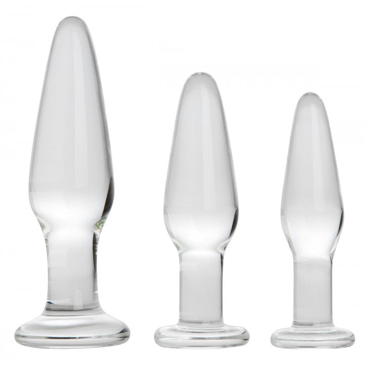 Set of 3 Glass Anal Plugs by Dosha.