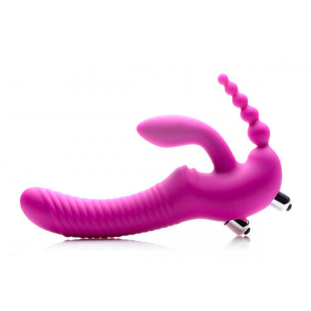 Vibrating Strapless Strap On with Triple G Dildo - Regal Rider
