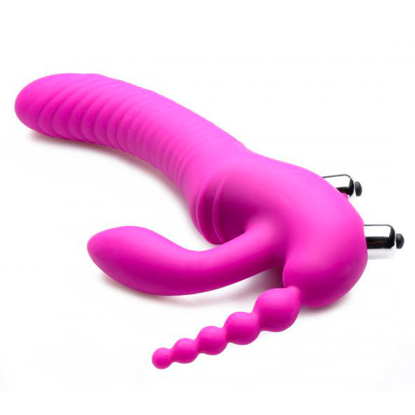 Vibrating Strapless Strap On with Triple G Dildo - Regal Rider