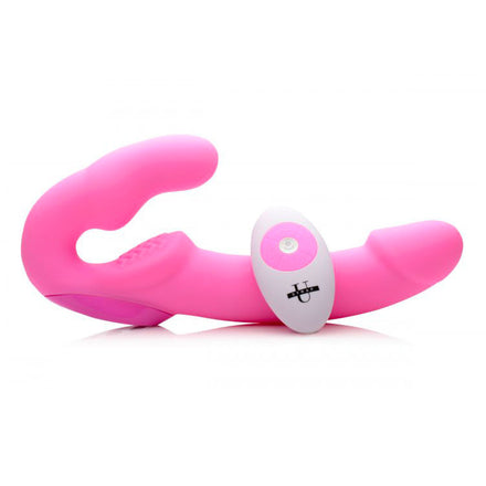 Rechargeable Vibrating Strapless Strap-On with Remote Control.