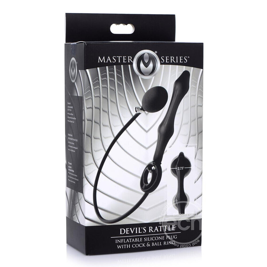 Inflatable Anal Plug with Cock Ring - Master Series Devils Rattle