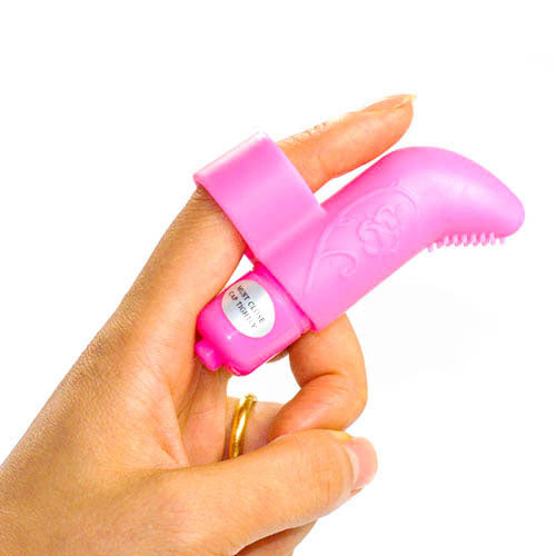 Compact Pink Vibrating Finger Toy.