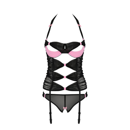 Black and Pink Corset with Passionate Praline Design.