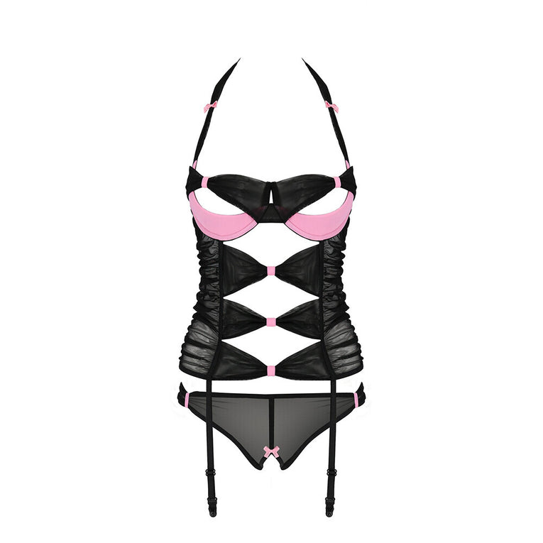 Black and Pink Corset with Passionate Praline Design.