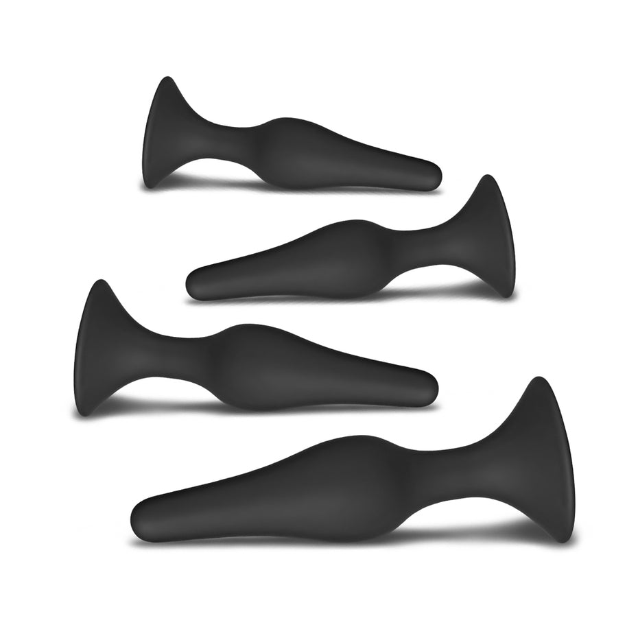 Black Silicone Butt Plugs Set of Four