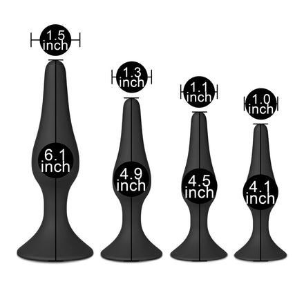 Black Silicone Butt Plugs Set of Four