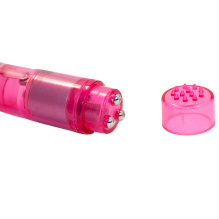 Compact pink vibrator with powerful vibrations.