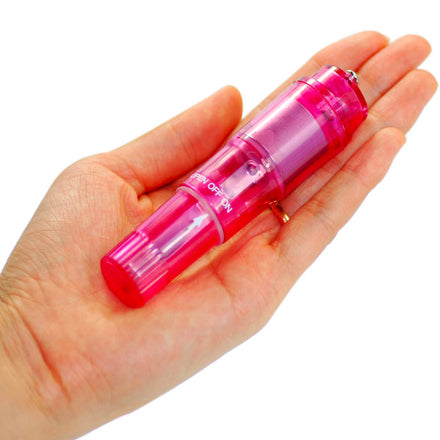 Compact pink vibrator with powerful vibrations.