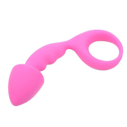 Comfortable Curved Pink Silicone Butt Plug.