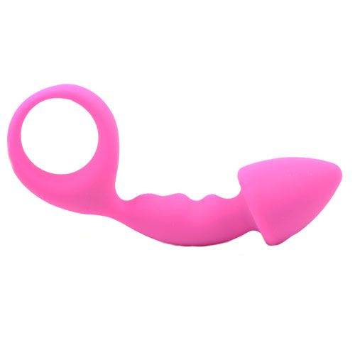 Comfortable Curved Pink Silicone Butt Plug.