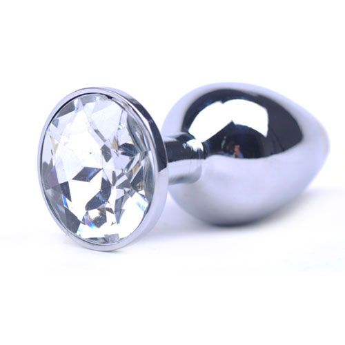 Clear Crystal Metal Anal Plug - Large Size