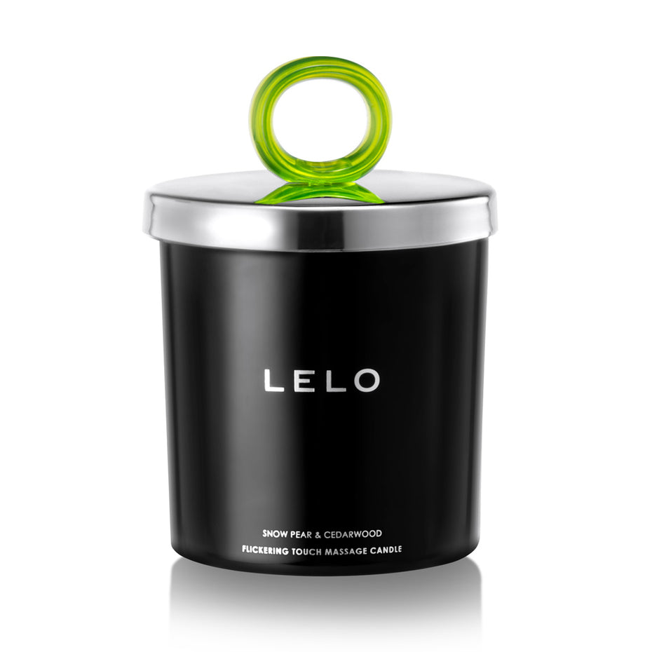 Lelo Massage Candle with Snow Pear and Cedarwood Fragrance.