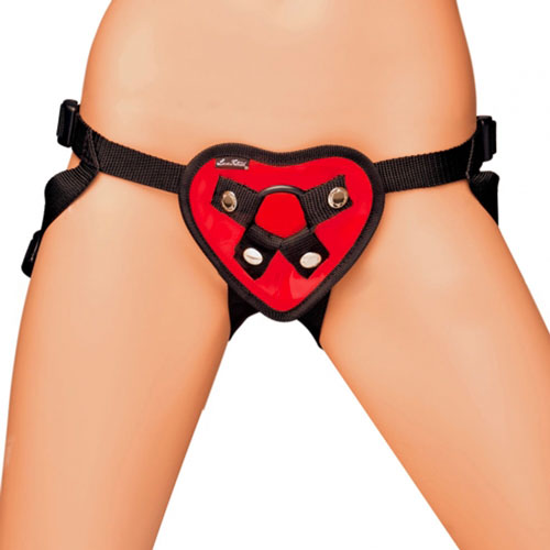 Red Heart Strap-On Harness by Lux Fetish.
